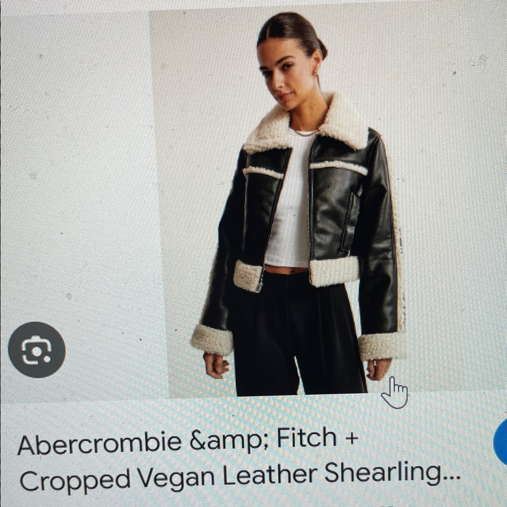 Abercrombie & Fitch Black Vegan Leather Jacket with Shearling Trim - nwt